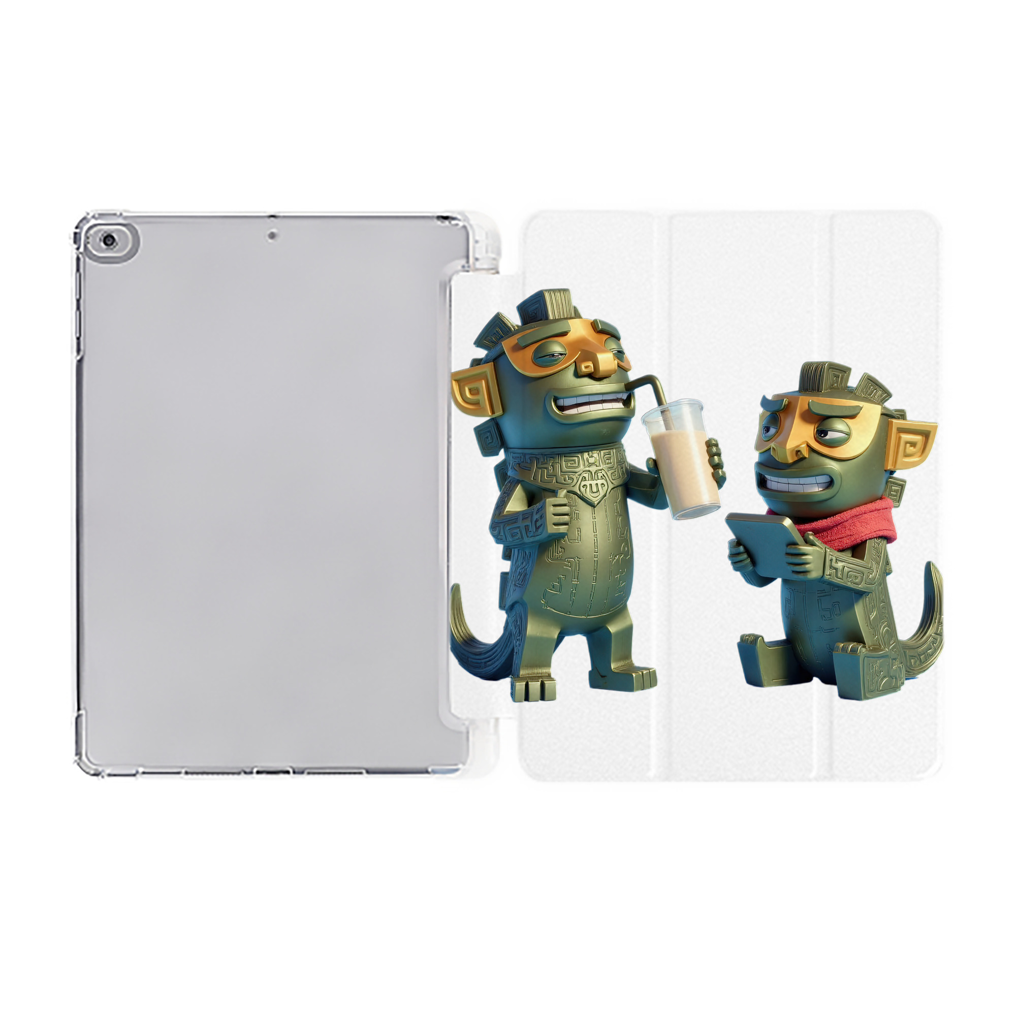（画像用） Ne Zha 2 ナタ 魔童の大暴れ IPad ケース ペン収納付き 三つ折りスタンド PUレザー×シリコン 対応機種9.5/10.5/10.9インチ